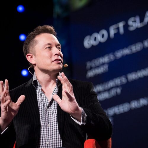 Elon Musk spoke passionately to the audience about technology and the future while he was on stage.